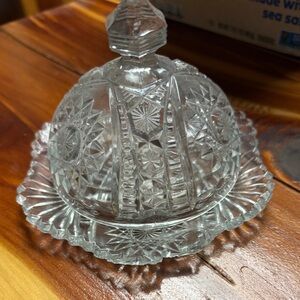 Antique American Brilliant Cut Glass Mini Butter Dish
